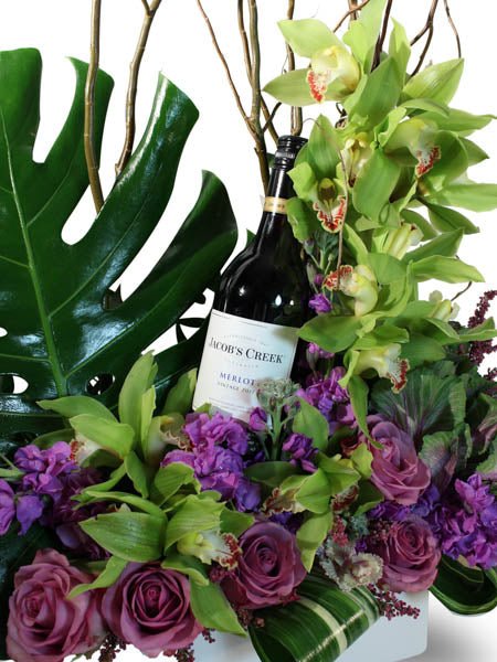 Contemporary Wine and Floral Arrangement - Corporate Gift