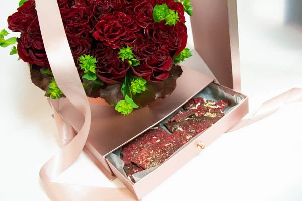 Antique Pink Surprise Box with Drawer - Red Roses