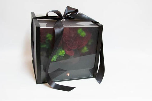 Black Surprise Box with Drawer - Red Roses