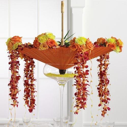 Pedestal Centerpiece with parasol - flowersbypouparina.com