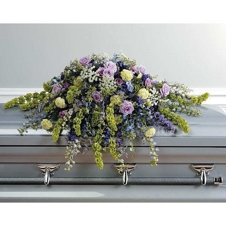 Purple and Lavander Funeral Casket Spray - Flowers by Pouparina