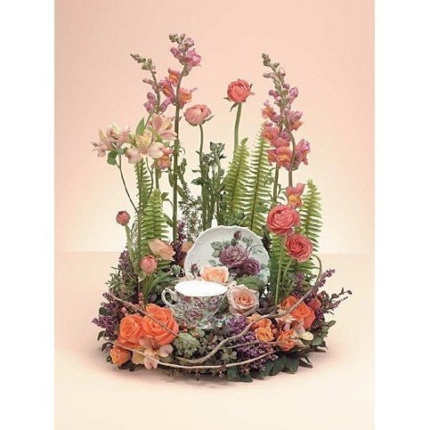 Antique Custome Motive Sympathy Basket; - Flowers by Pouparina