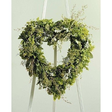 Green Leaves and Flowers Heart Standing Spray - Flowers by Pouparina