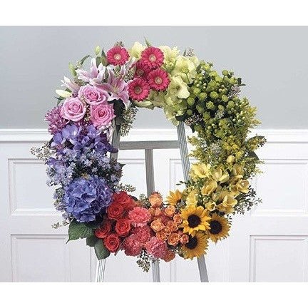 Colorful Wreath Standing Spray - Flowers by Pouparina