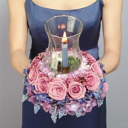 Wedding Beidermeier-Style Bouquet with Candle - flowersbypouparina.com